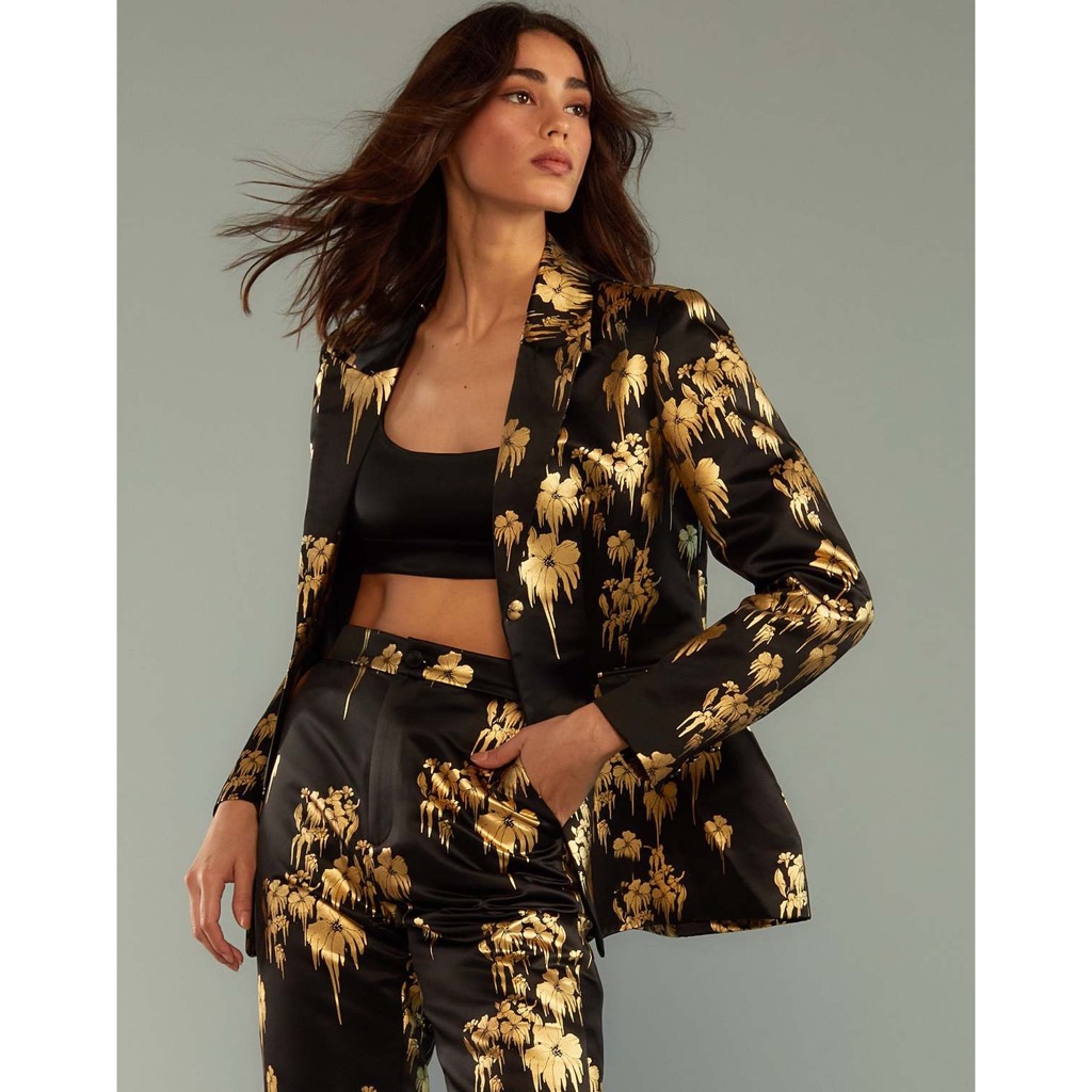 Cynthia Rowley Black And Gold Blazer